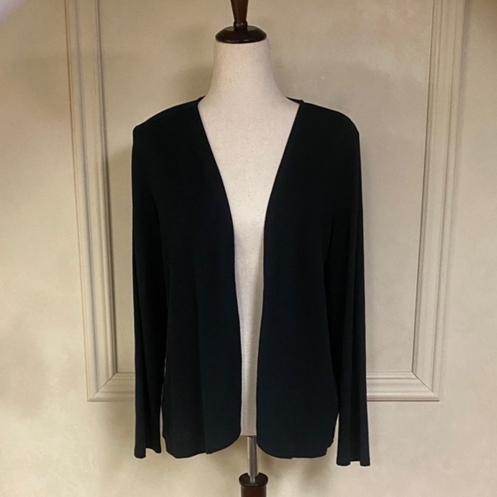 J Jill Wearever Black Open Front Cardi